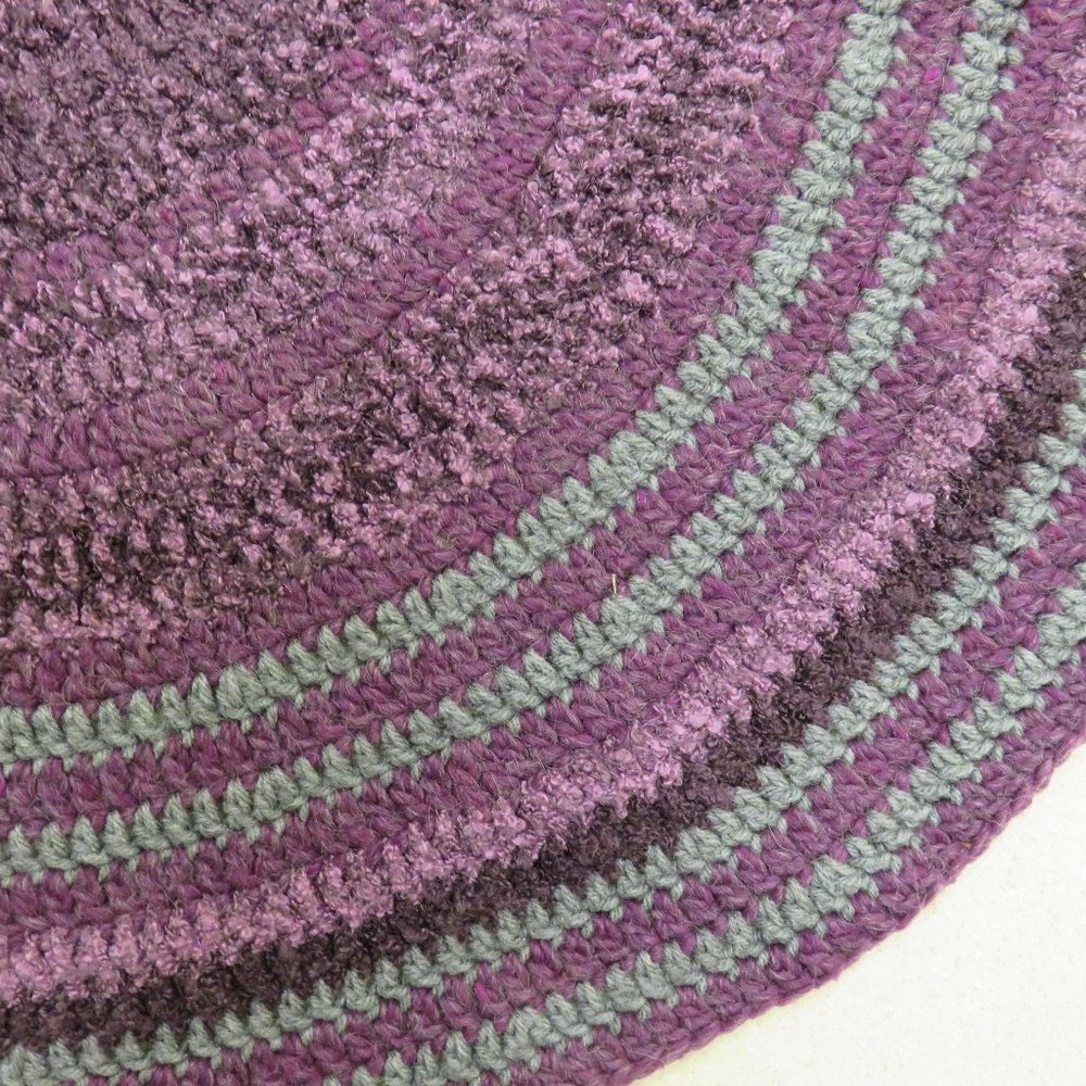 HAND CROCHETED RUG *** COLORS OF PURPLES AND GREY